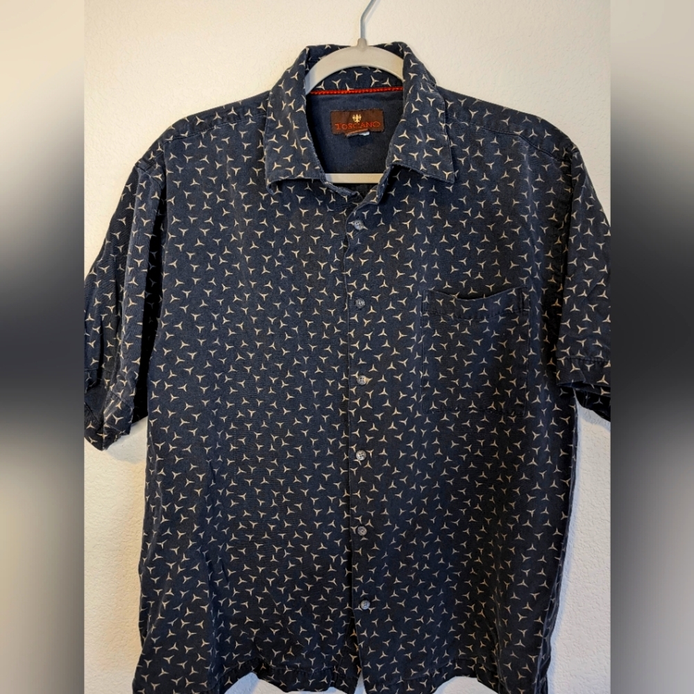 Toscano button down 100% silk shirt LARGE